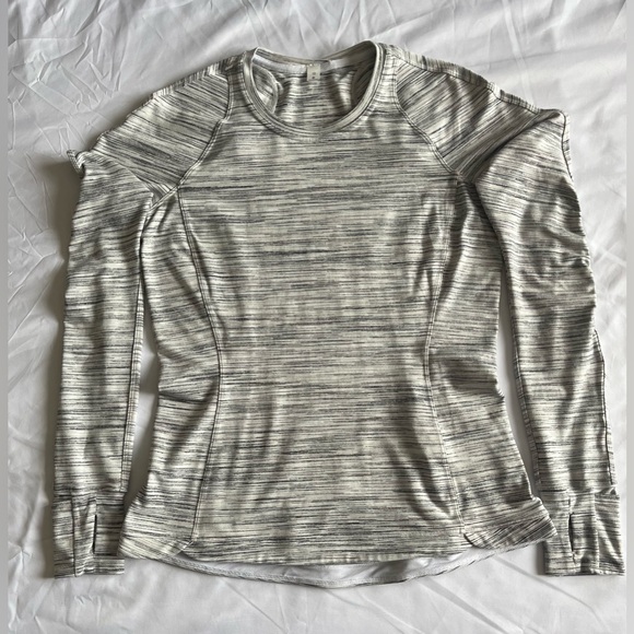 Lululemon Runderful Long Sleeve - Size 10 White/Gray - Picture 7 of 13